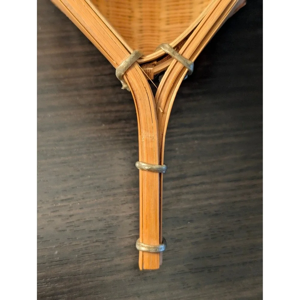 Vintage Hand‎ Woven Bamboo Scoop Basket Teardrop Shape Natural Wood Decor